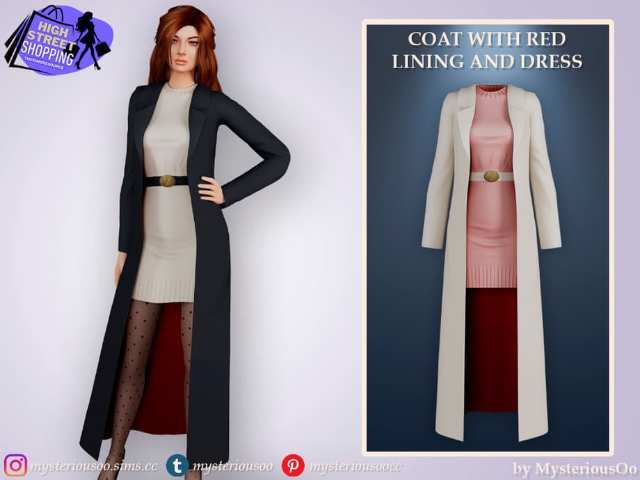 Пальто Coat with red lining and dress